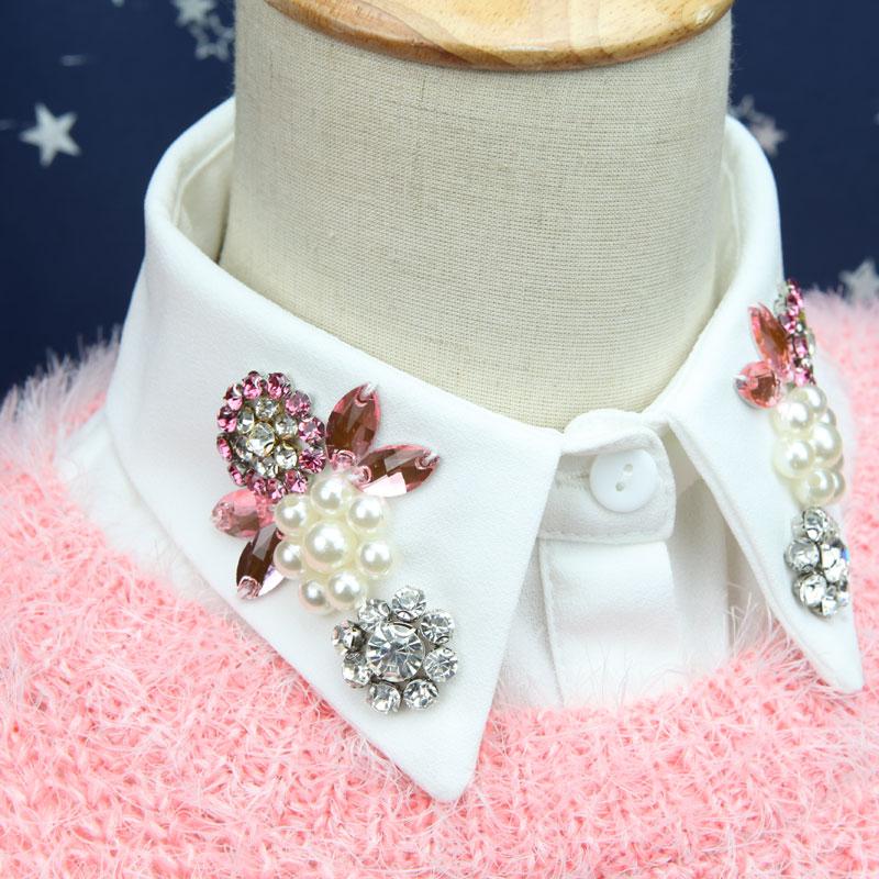 Weißer Abnehmbarer Perlenhemdkragen Eleganter Hemd Falscher Kragen Für Damen Abnehmbares Halbes Hemd Unechte Bluse Kragie Faux Col