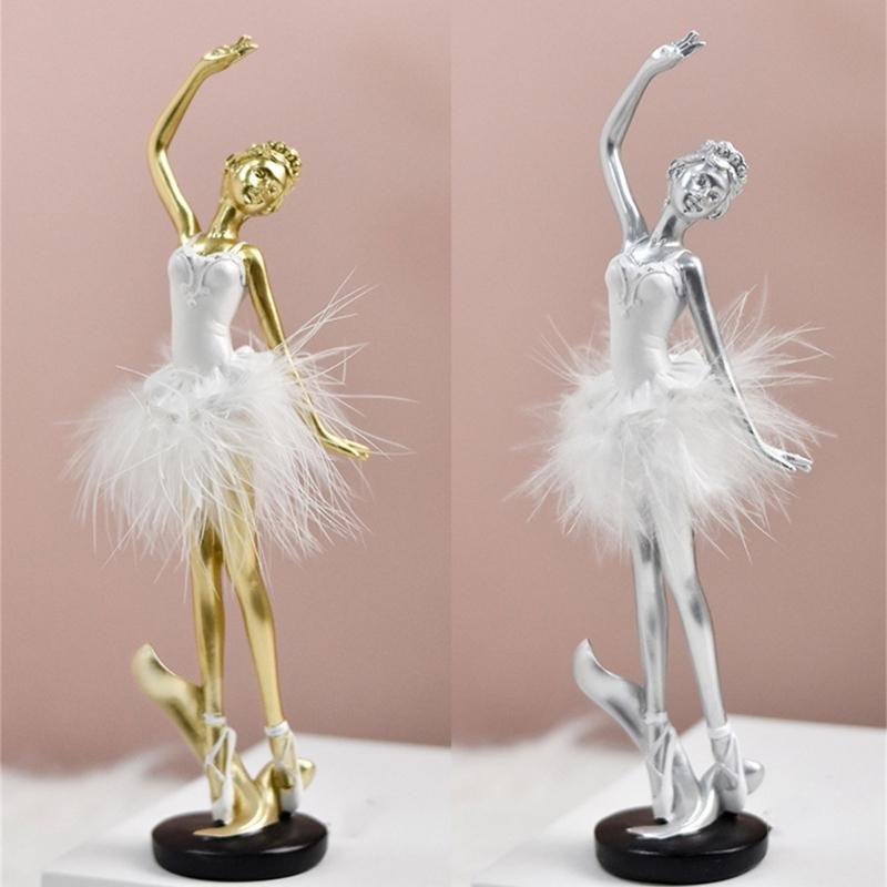 Beautiful Resins Ballerinas Statue Ballet Dancer Figurine Dancing Girl Sculpture for Artistics Home and Office Decors