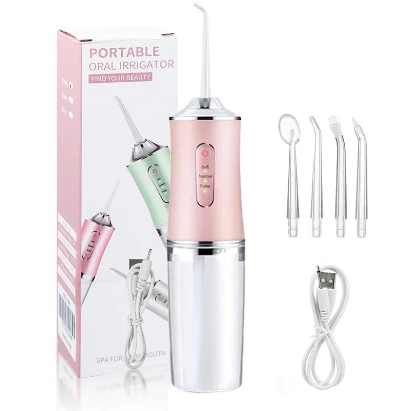 Oral Irrigator Portable Dental Water Flosser USB Rechargeable Water Jet Floss Tooth Pick  Jet Tip 3 Modes