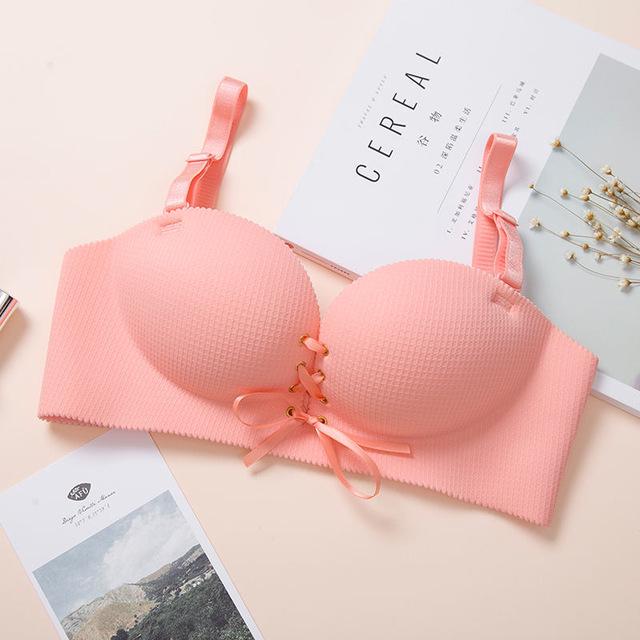 Sexy Bra Push Up Paded Bras For Women Seamless Bralette Brassieres Lingerie Deep V Bowknot