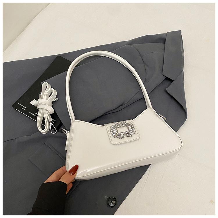 

Модная сумка через плечо 2025 новая летняя мода однотонная сумка-багет повседневная сумка-тоут сумка под мышкой женская белый