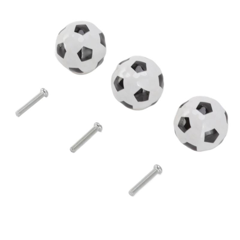 3 Set Football Cabinet Knobs Ball Sports Theme Single Hole Drawer Ceramic Handle Pulls For Cupboard Wardrobe