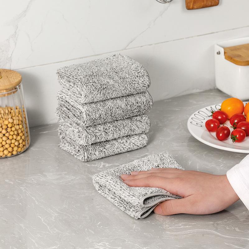 Bamboo Charcoal Degreasing Dishcloth - Absorbent, Scouring Kitchen Towel