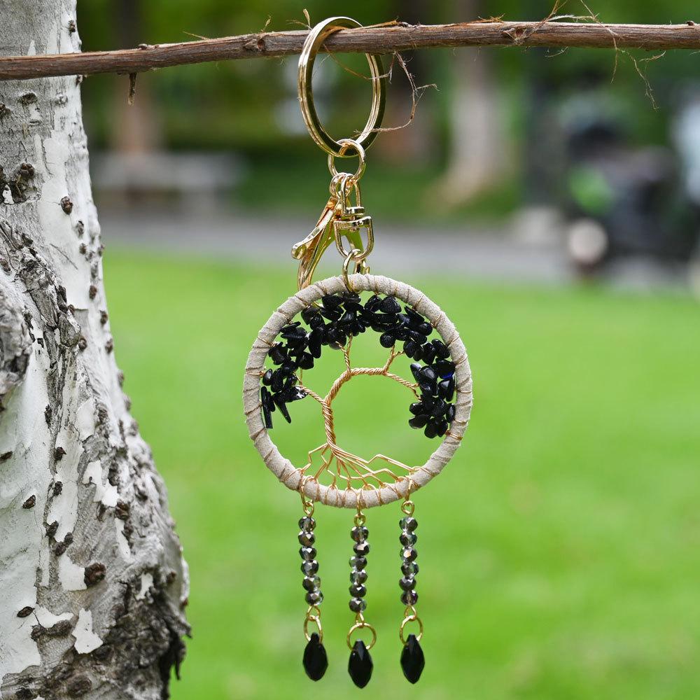 Car pendant, natural stone, dream catcher keychain, jewelry, handmade life tree, bag hanging, hanging accessories