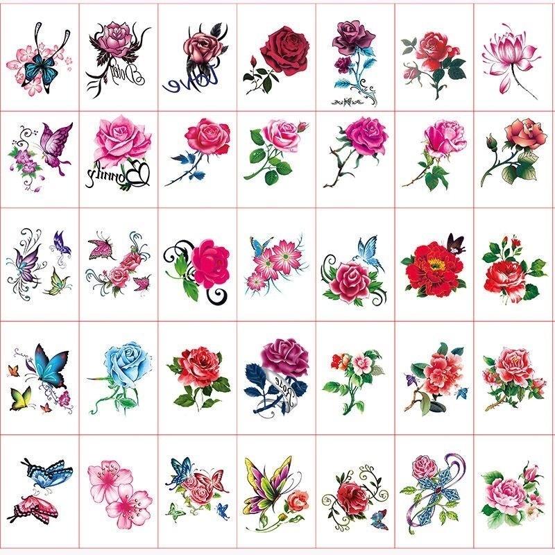 10pcs Lasting Waterproof Butterfly Tattoo Stickers Simulation Rose Sexy Chest Clavicle Sticker