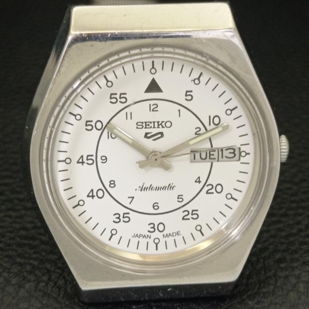 AUTOMATIC 6309A VINTAGE SEIKO 5 JAPAN MENS WHITE COLOR DIAL WATCH A701475-5