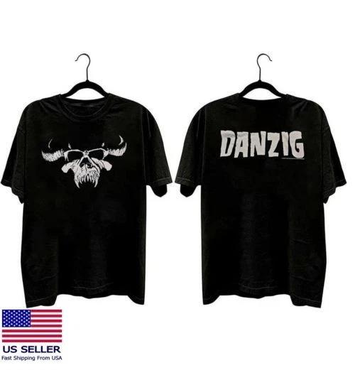 Винтажная черная футболка с коротким рукавом группы Danzig, с принтом с обеих сторон M