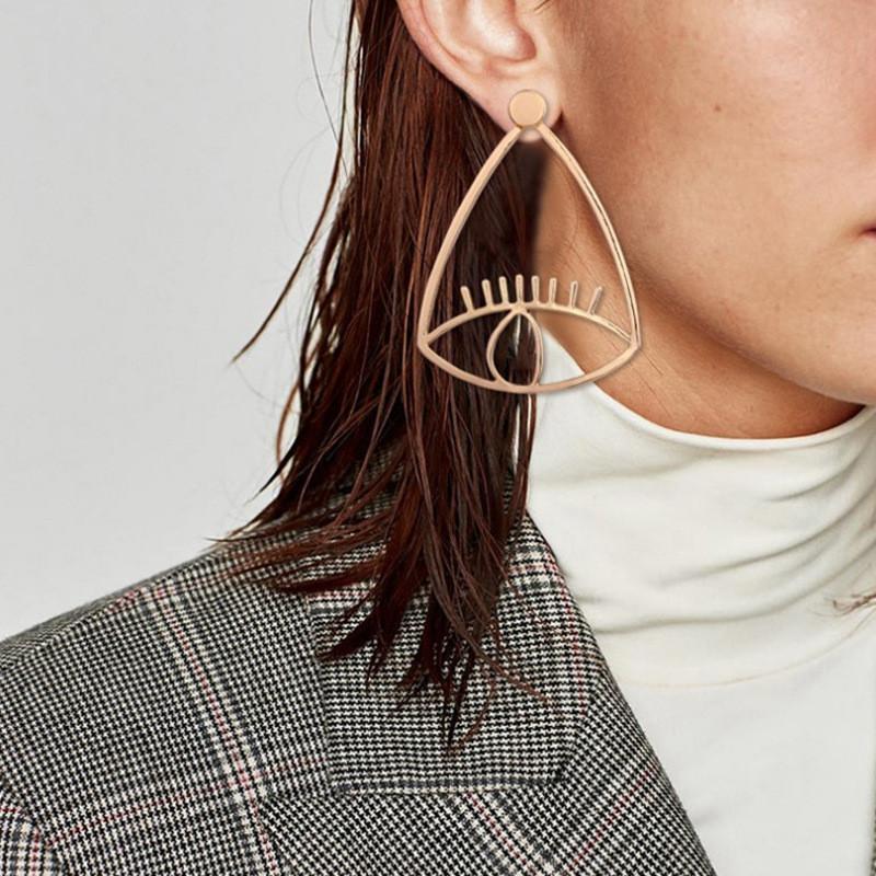 New Geometric Eye Earrings Minimalist Alloy Jewelry For Women Fashionable