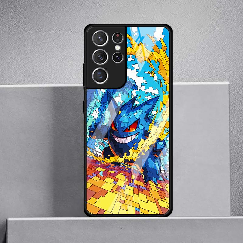 Cute Pikachu Pokemon Glass Case for Samsung Galaxy S26 S25 Ultra S23+ S25+ S24 S22 S20 FE S23 Plus S24+ S21 Luxury Phone Cover