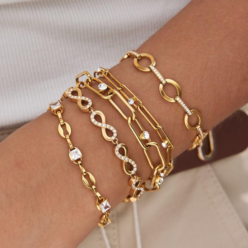 Titanium Steel Bracelet Women Non-Fading Zirconia Rhinestone Stainless Jewelry Fashion Commute Style