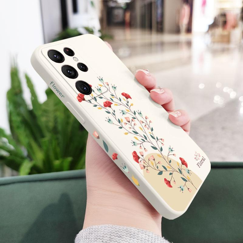 Twigs Flower Willow Phone Case For Samsung Galaxy S24 S23 S22 S21 S20 Ultra Plus FE S10 S9 S10E Note 20 ultra 10 9 Plus Cover