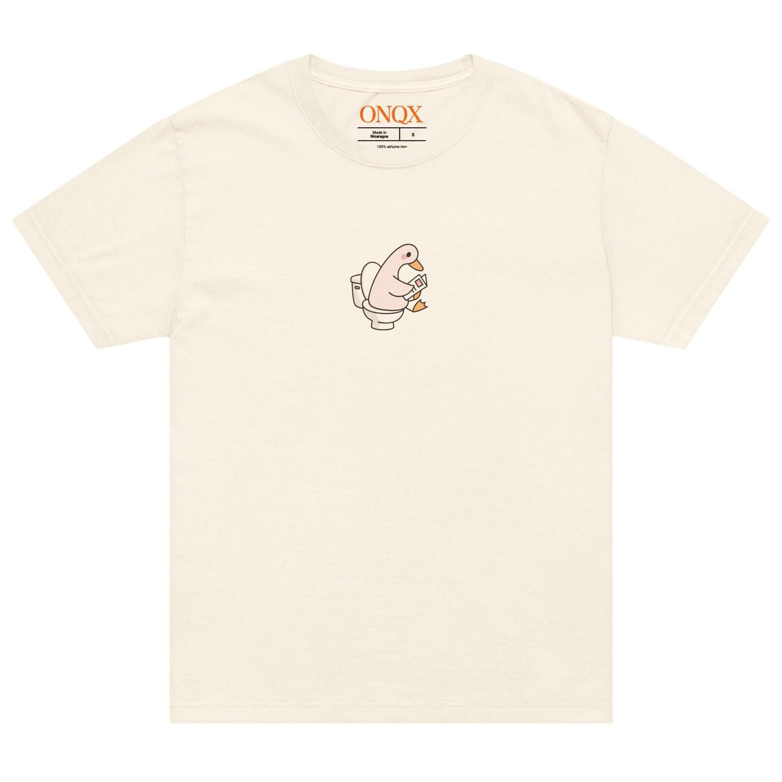 Oversized Cotton T-Shirt, Vintage Washed Duck Graphic Tee, Internet Humor Shirt S