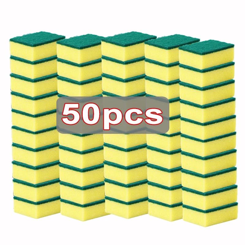 Double-Sided Scouring Pads Kitchen Dishwashing Sponge Scrubbing Pad Nano Emery Clean Rub Pot Rust Bowl Stains Cleaning Sponges