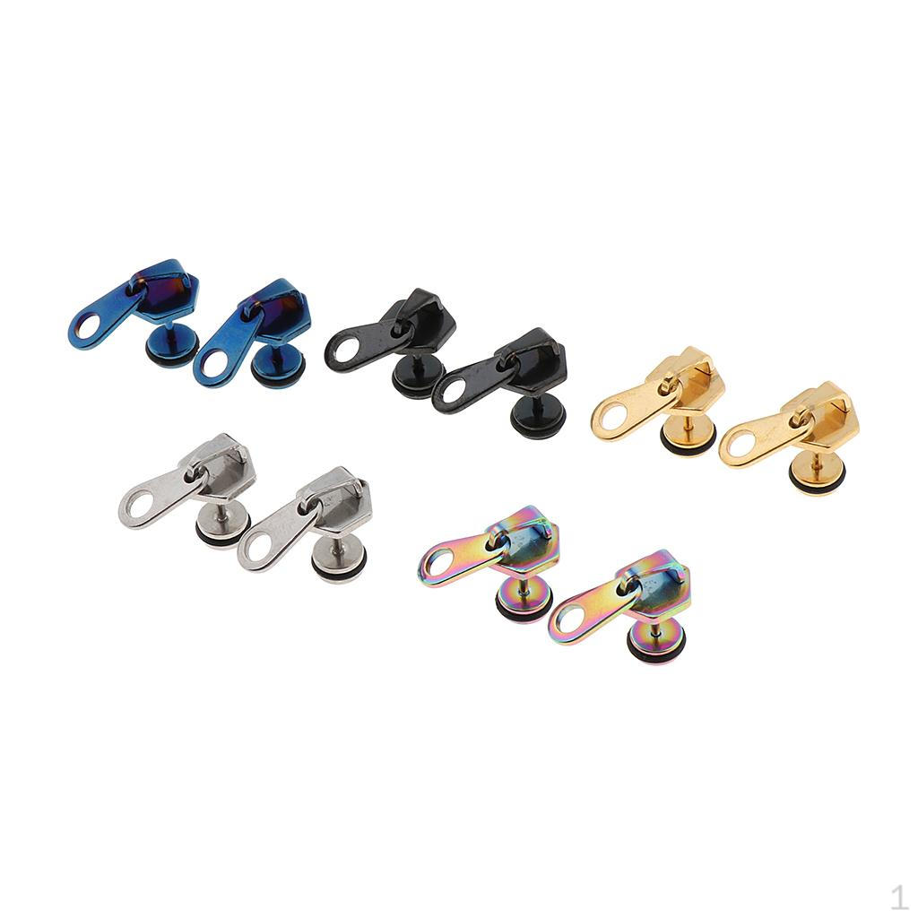 

Мужские серьги-гвоздики на молнии в стиле панк