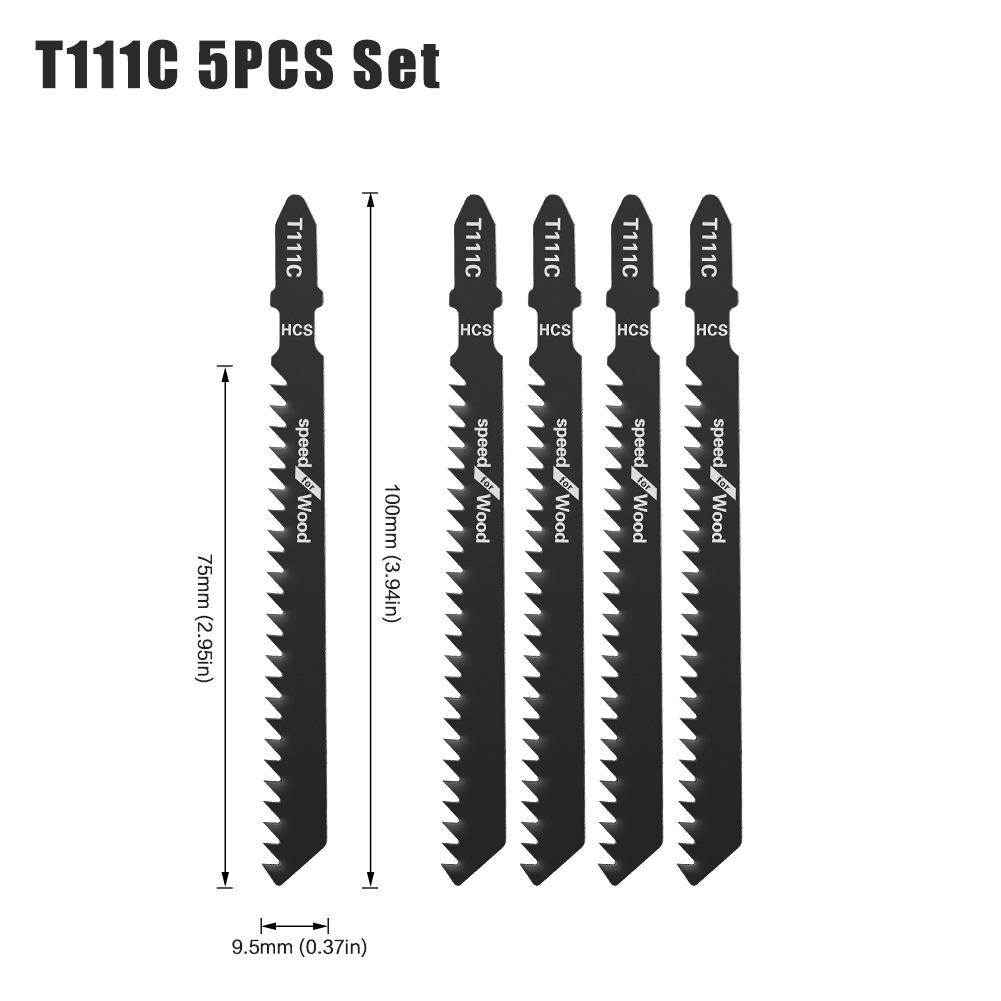 5PC T144D T244D T127D T111C HCS T-Shank Curved Jigsaw Blades For Wood Fast Cutting