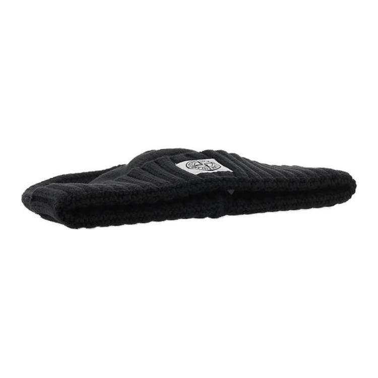 STONE ISLAND Logo Patch Elastic Polyester Cotton Knit Hat Kids Kids Hats Black 7916N04Z4-V0029