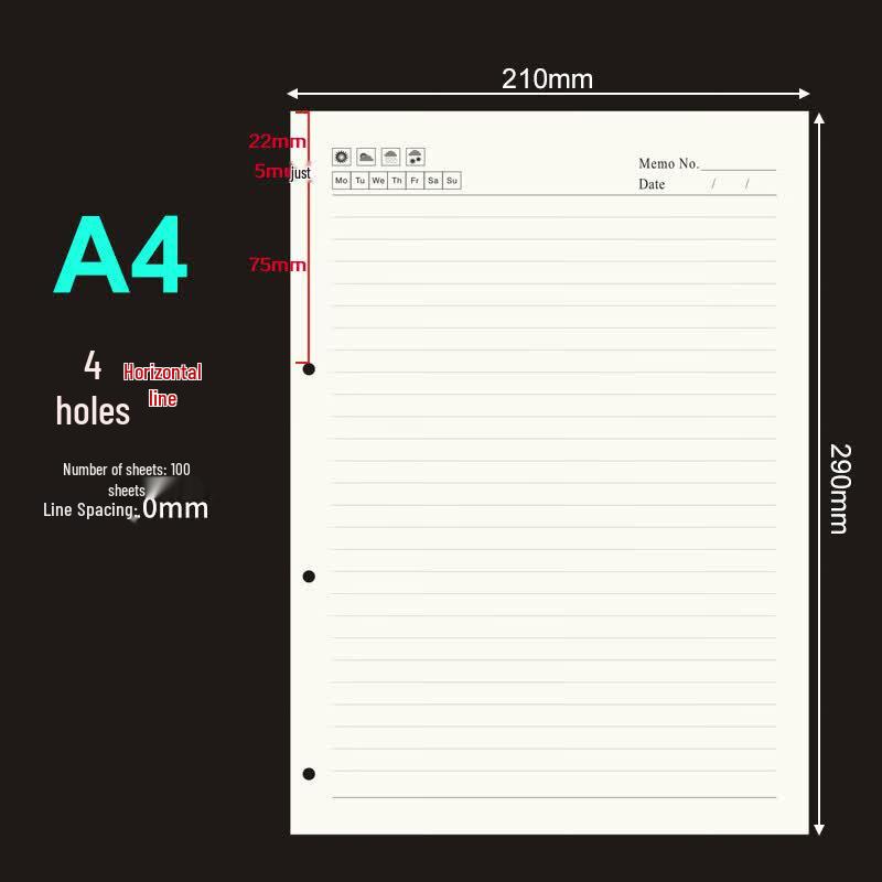 A4 Lined 4-Hole Loose-Leaf Paper Refill
