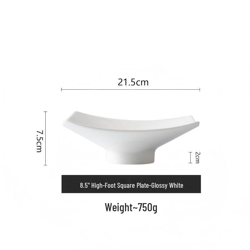 Abay Japanese Ceramic Rectangular Pedestal Plate, 8.5-inch