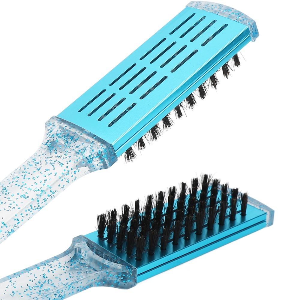 ABS Double Sided Straightener Brush Multifunction Hair Straightening Splint Comb  Salon Use