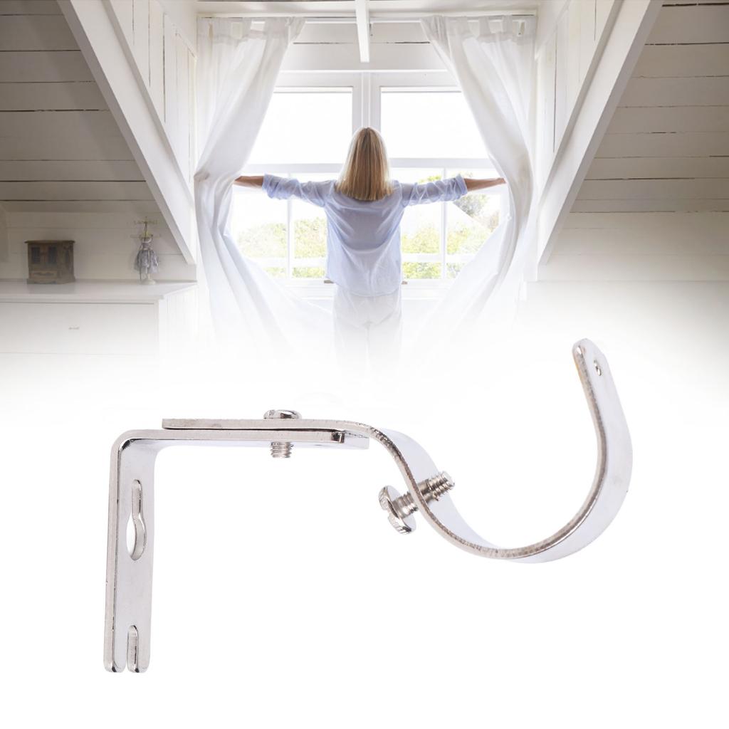 3Pcs Curtain Rod Bracket Adjustable Heavy Duty Curtain Rod Wall Bracket Hooks with Installation