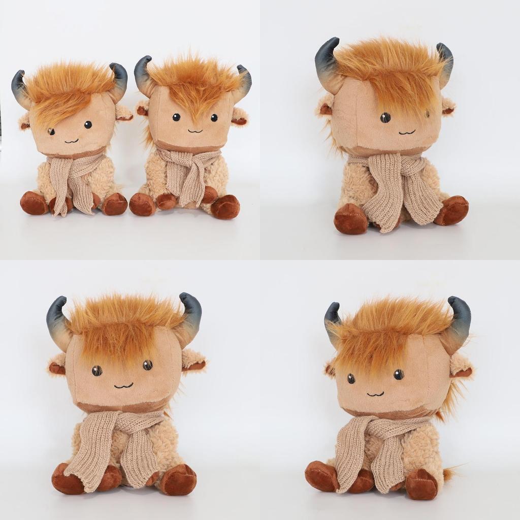Highland Cow Plush Toy With Scarf Soft Plush For Kids And Collectors