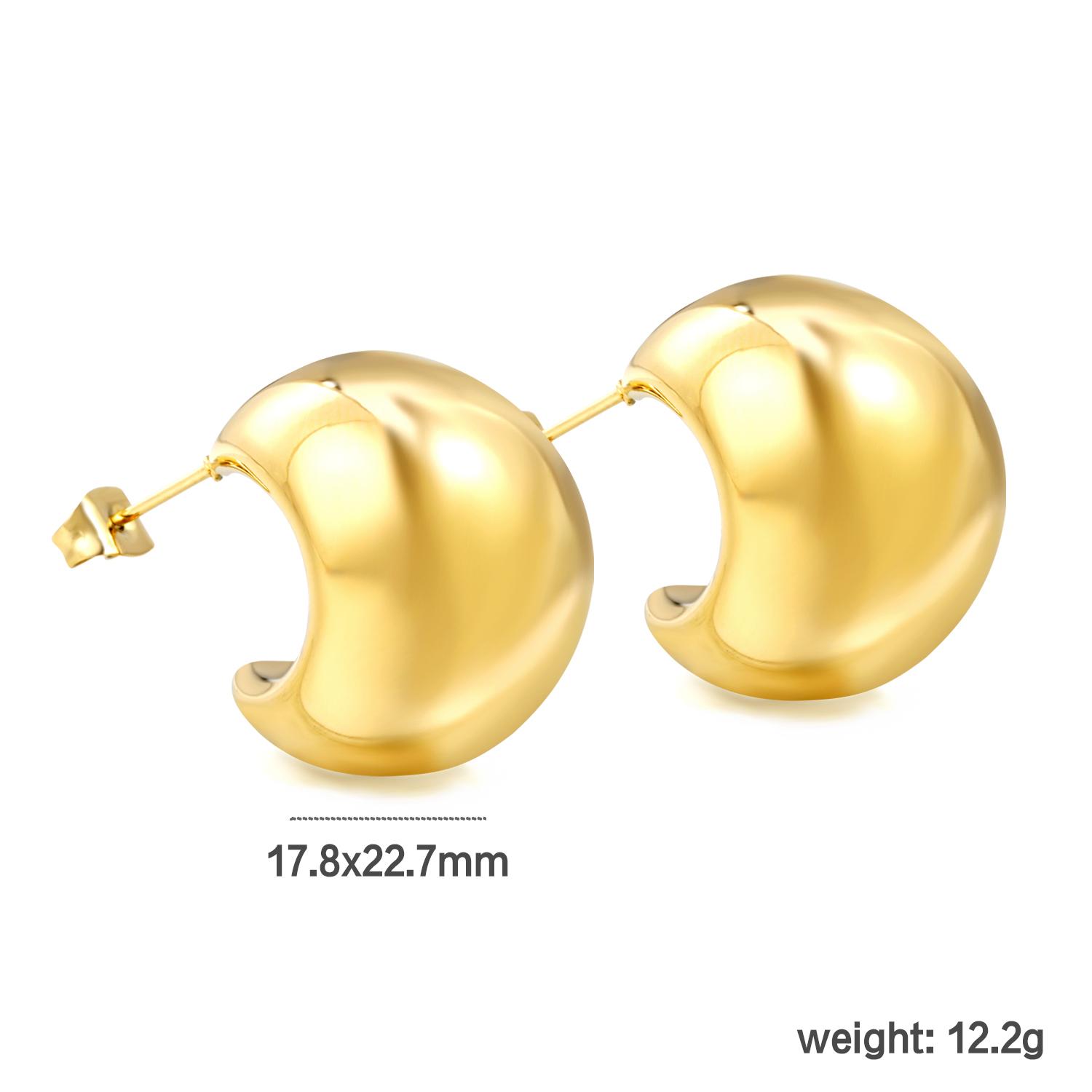Retro Cute Rounded Stud Earrings, Stainless Steel Everyday Wear, Girls Jewelry Simple and Fashionable Waterproof Accessory