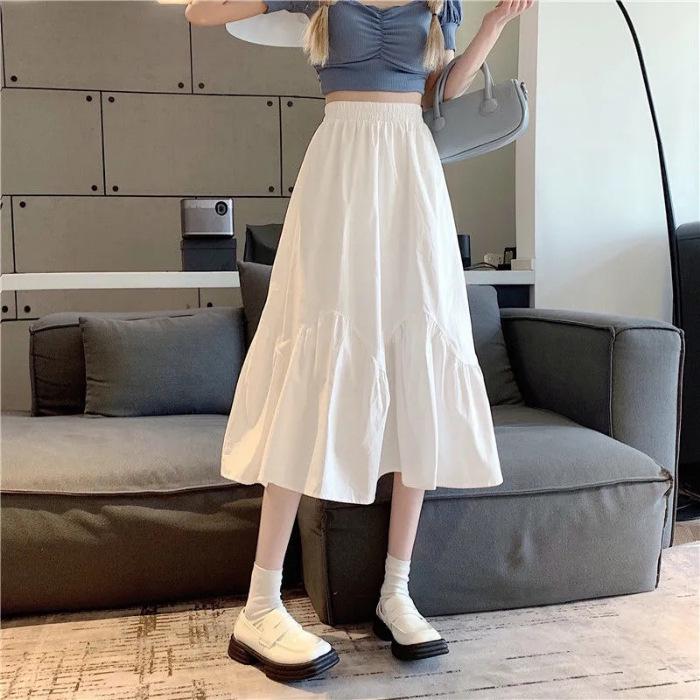 White Pure Desire High-Waist A-line Midi Skirt for Women - Summer 2025