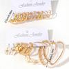 Elegant Imitation Zircon Big Heart-shaped Hoop Earrings Retro Gold Color Geometric Block C-shaped Earrings Women's Party Zircon