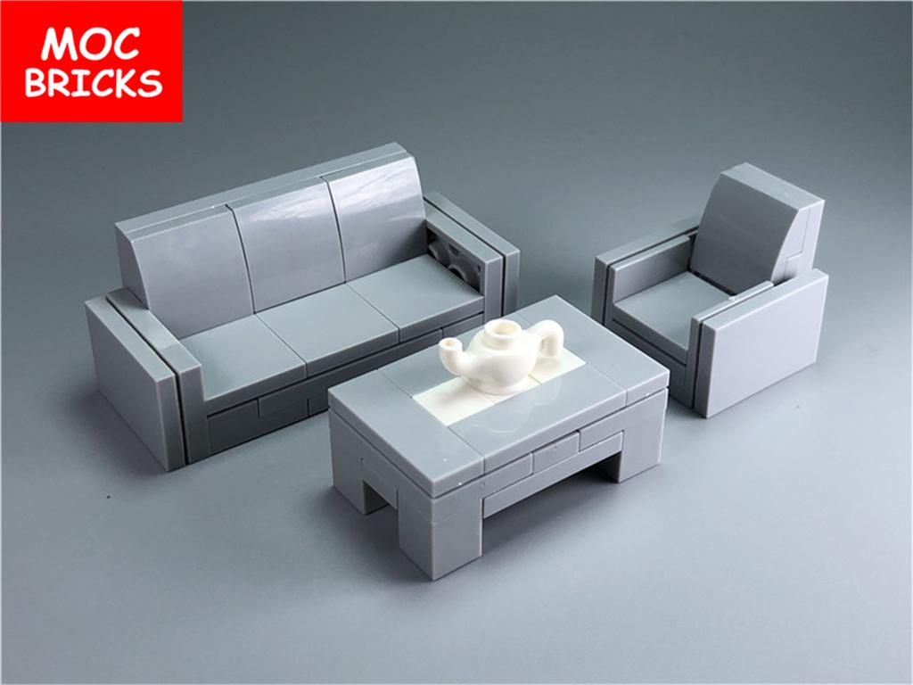 MOC Blocks Sofa Home Furniture Chair Desk City Model Learning Construction Bricks Figures DO IT YOURSELF Toy Ideal For Children Gift Idea