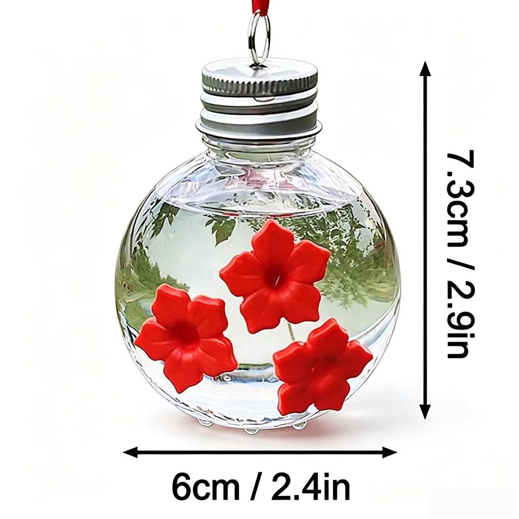 2 Sets of Three Hole Hummingbird Water Feeders, Spherical Bird Water Feeders, Hanging for Outdoor Courtyard Decoration