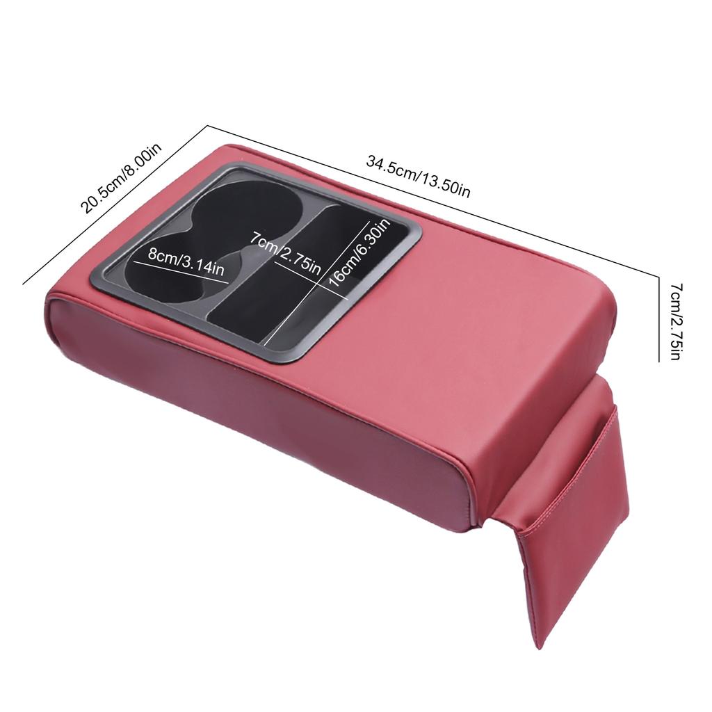 Car Armrest Cushion With 2 Cup Holder Storage Pockets Auto Center Console Arm Rest Heightening Pad Covers Armrest Protector