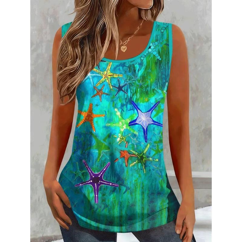 Sommer Damen 3D Gedrucktes Ärmelloses T-Shirt Mode Vielseitig Atmungsaktiv Trend Lässig