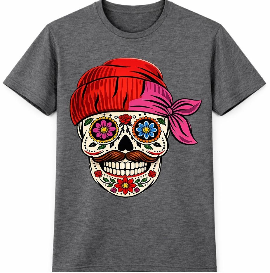 Sugar Skull T-Shirt Day Of The Dead Dia De Los Muertos Gothic Floral Gift Tee
