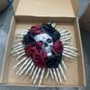Halloween Skull Wreath Gothic Garland Creepy Decor For Home Front Door And Window Wall Window Ambiance Decor Halloween Wreath