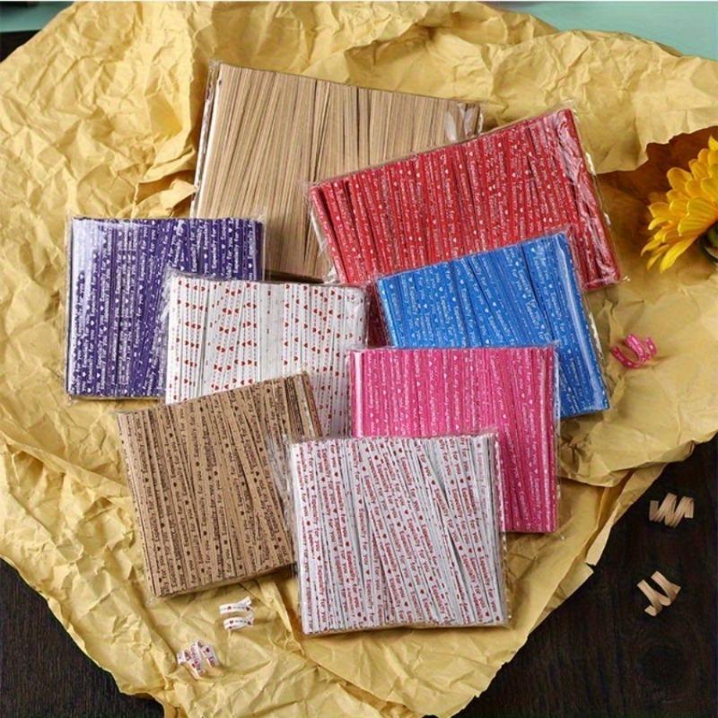 700Pcs Pack Colored Kraft Paper Twist Ties Silk Binding Rope for Baking Food Lollipop Packaging Sealing Decoration