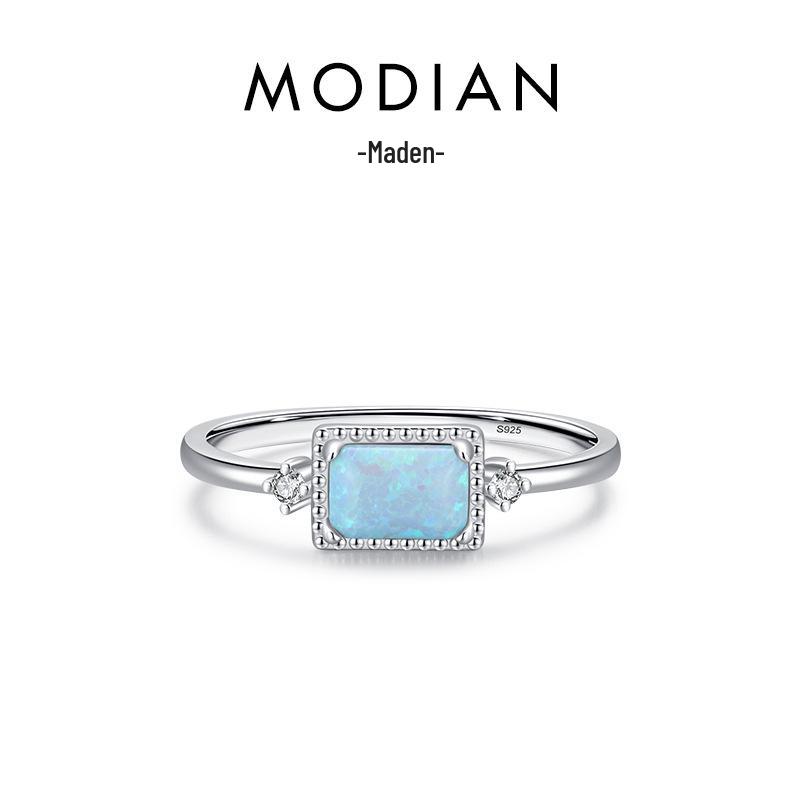 Modian S925 Sterling Silver Opal Ring - Korean Style, Light Luxury, Versatile, High-End Feel for Women's Temperament.