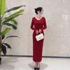 Velvet Warm Solid Color Elegant Slimming Socialite Dress
