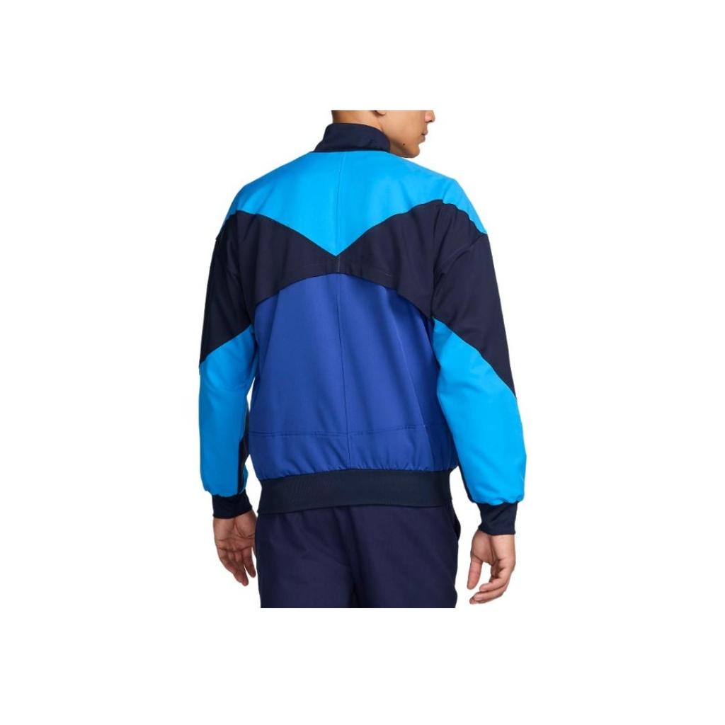 Nike Dri-FIT Soccer Mens Anthem Jacket Color Block Design Versatile Retro Sports Stand Collar Comfortable Long Sleeve Jacket Men Jackets HF1827-495