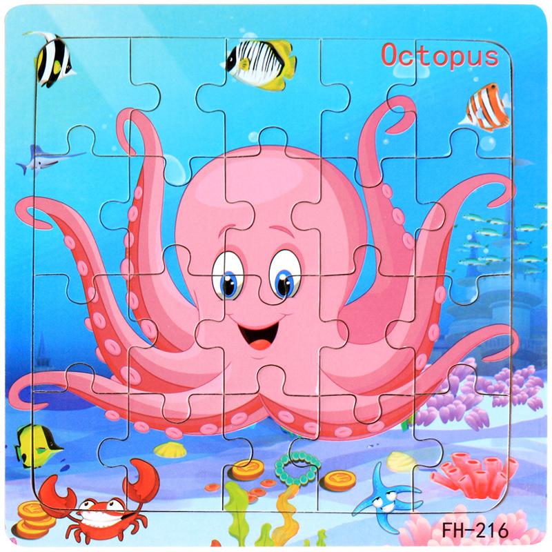 New 20 Piece Montessori 3d Puzzle Cartoon Animal Vehicle Jigsaw Wood Puzzle Game Early Learning Educational Toys For Children