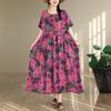 DIMANAF New 2026 Sundress Women Plus Size Summer Casual Print Long Dress Oversize Cotton Loose Maxi Floral Beach Holiday