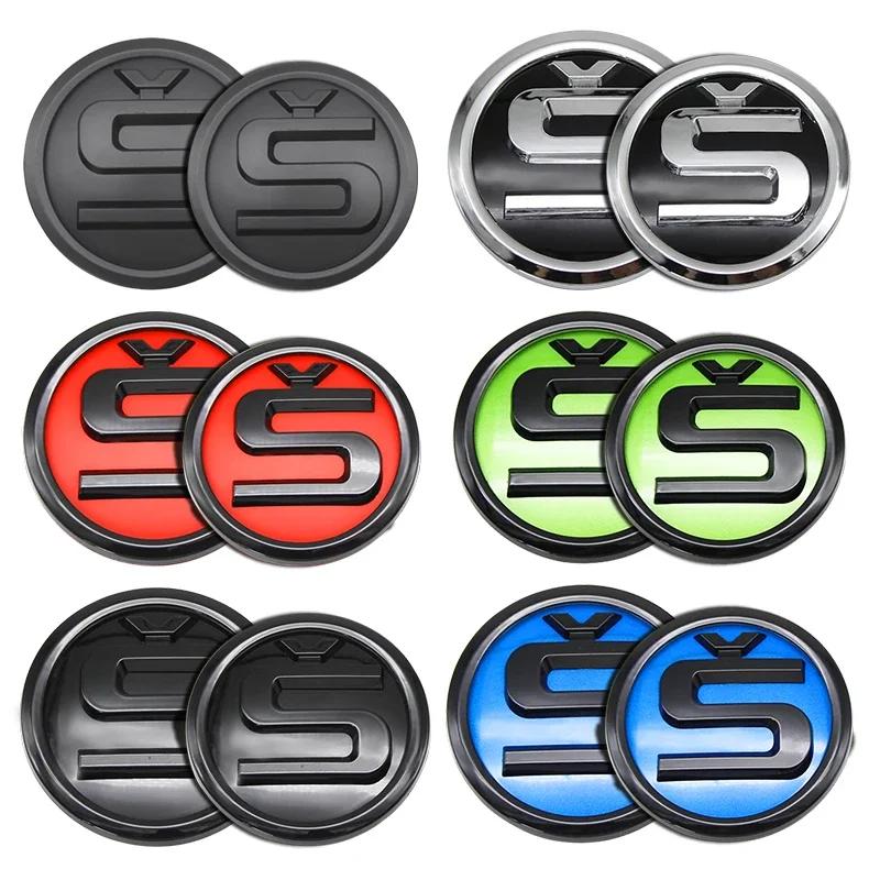 Car Sticker 2025 New 2Pcs 80mm 90mm 3D Car Badge Badge Hood Front and Trunk Badge for Skoda S Fabia 1 2 Octavia A7 RS Superb Car