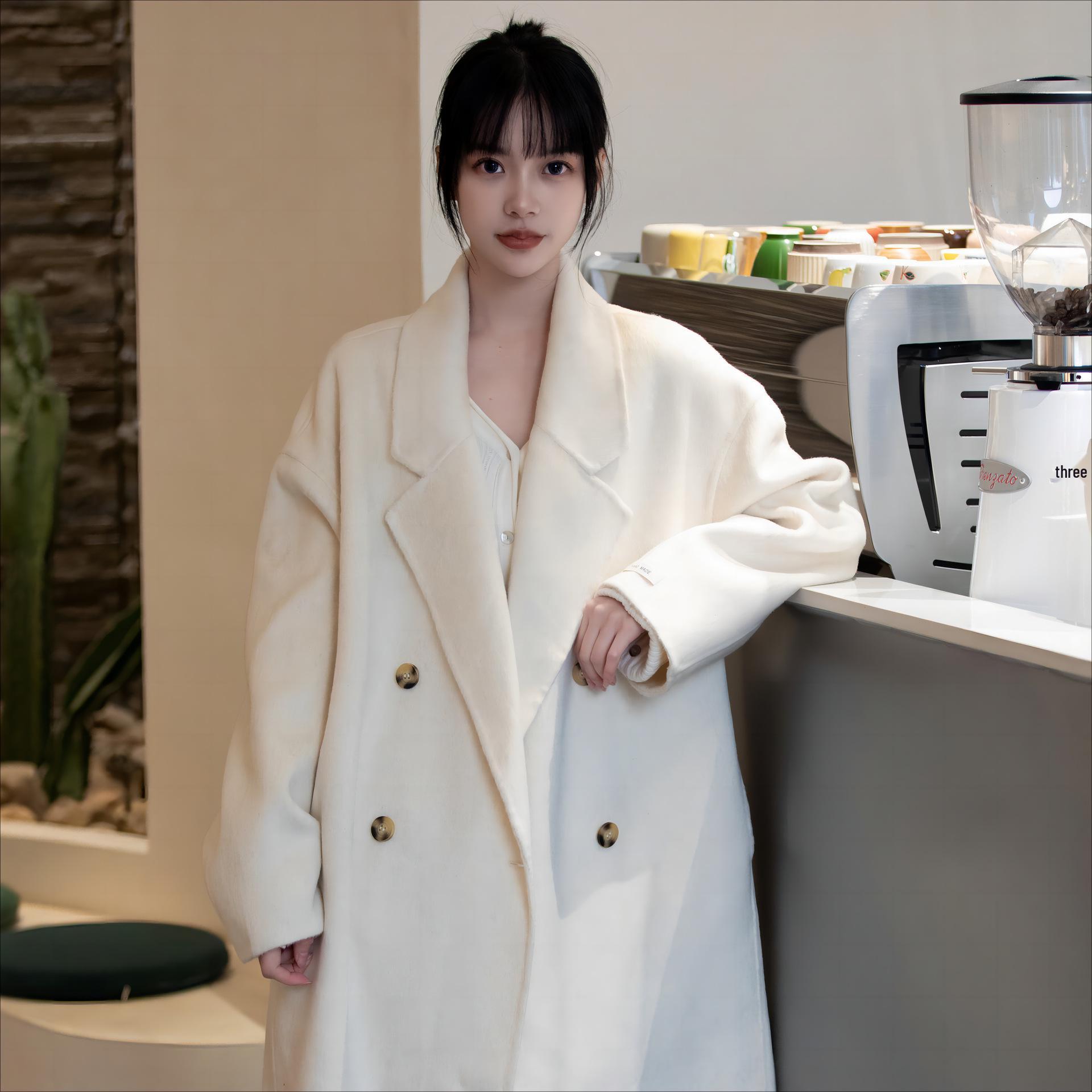 

Korean-Style Women s Cashmere Wool Cocoon Overcoat S (Height 160-170)