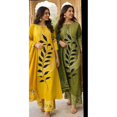 Hand Block Printed Heavy Cotton Kurta Set Women's Designer Ethnic Kurti Pant Set