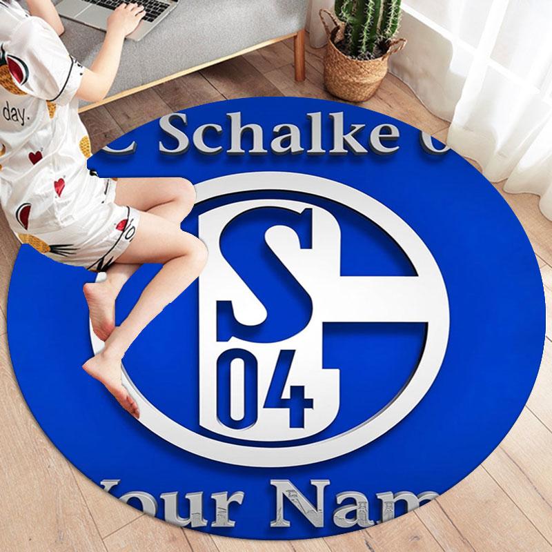 FC Schalke 04 Custom Name Round Area Rug,Carpet Rug for Living Room Bedroom Sofa Playroom Decor,Non-slip Floor Mat