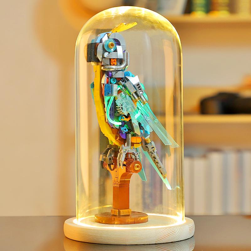 Lego-Compatible Mechanical Parrot, Shark, Whale, and Octopus Assembly Model Toys