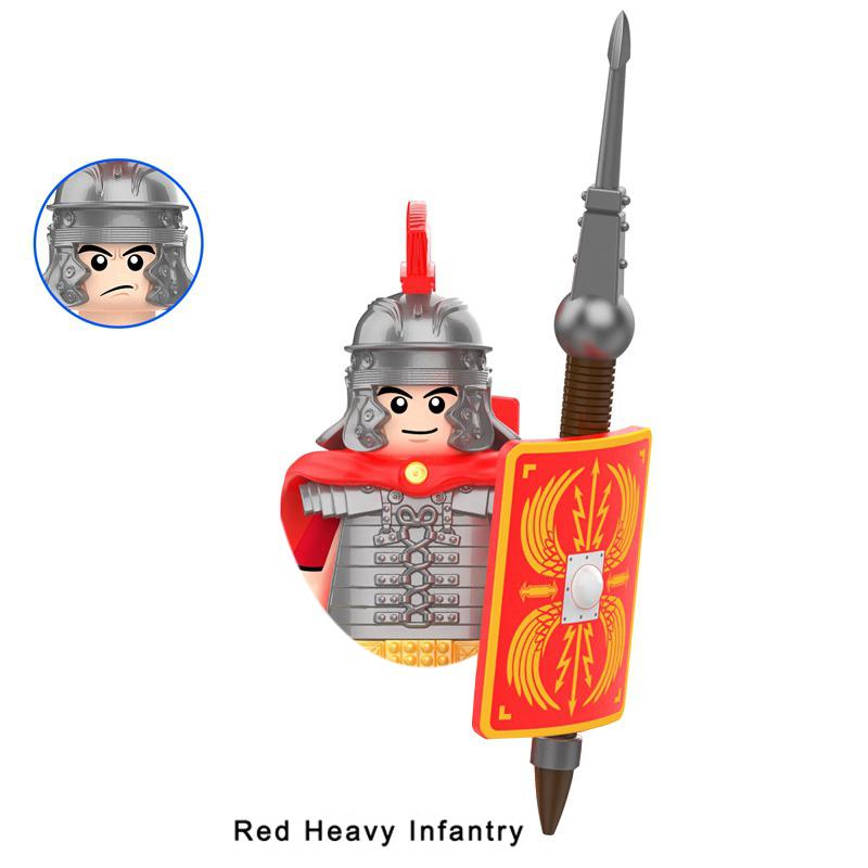 Middle Ages Ancient Roman Soldiers Heavy Armored Infantry Military Figures Weaponry Model Building Blocks Kids Toys