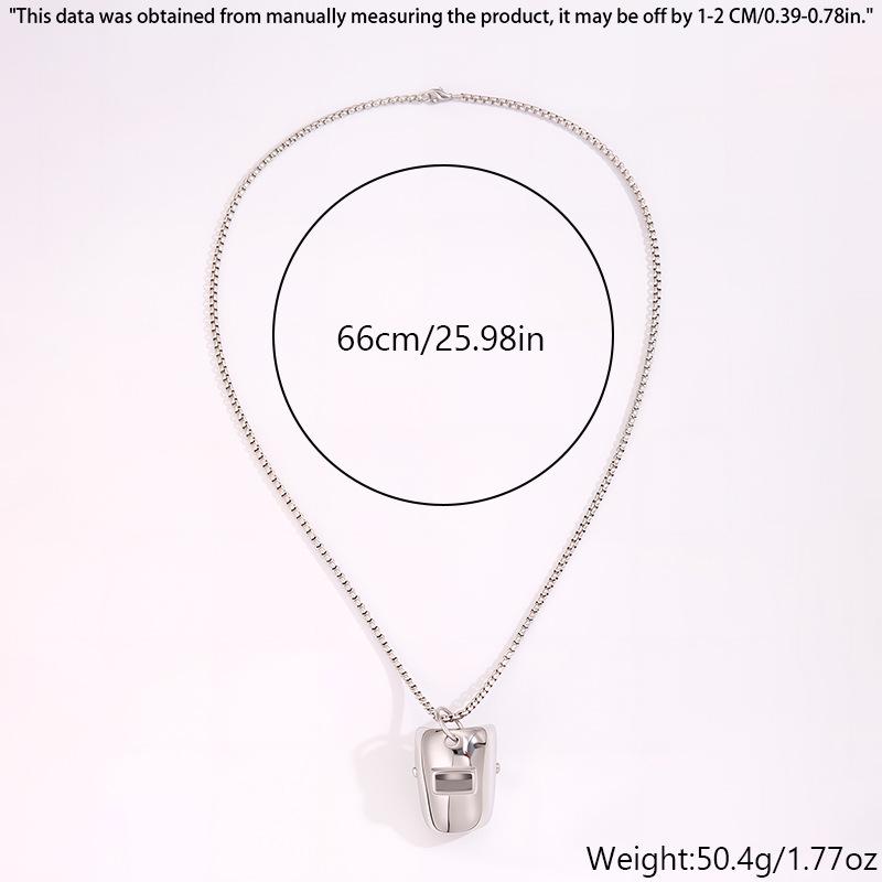 

European and American Fashion Titanium Steel Welder Mask Necklace - Street Trend Stainless Steel Helmet Pendant for Couples