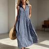 2026 European and American Summer New Dress Loose, Comfortable, Sleeveless Plaid Women's Wear