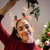 Portable Headgears Ornament Festival Sequined Reindeer Antlers Hair Hoop with Bells for Holiday Parties and Celebration
