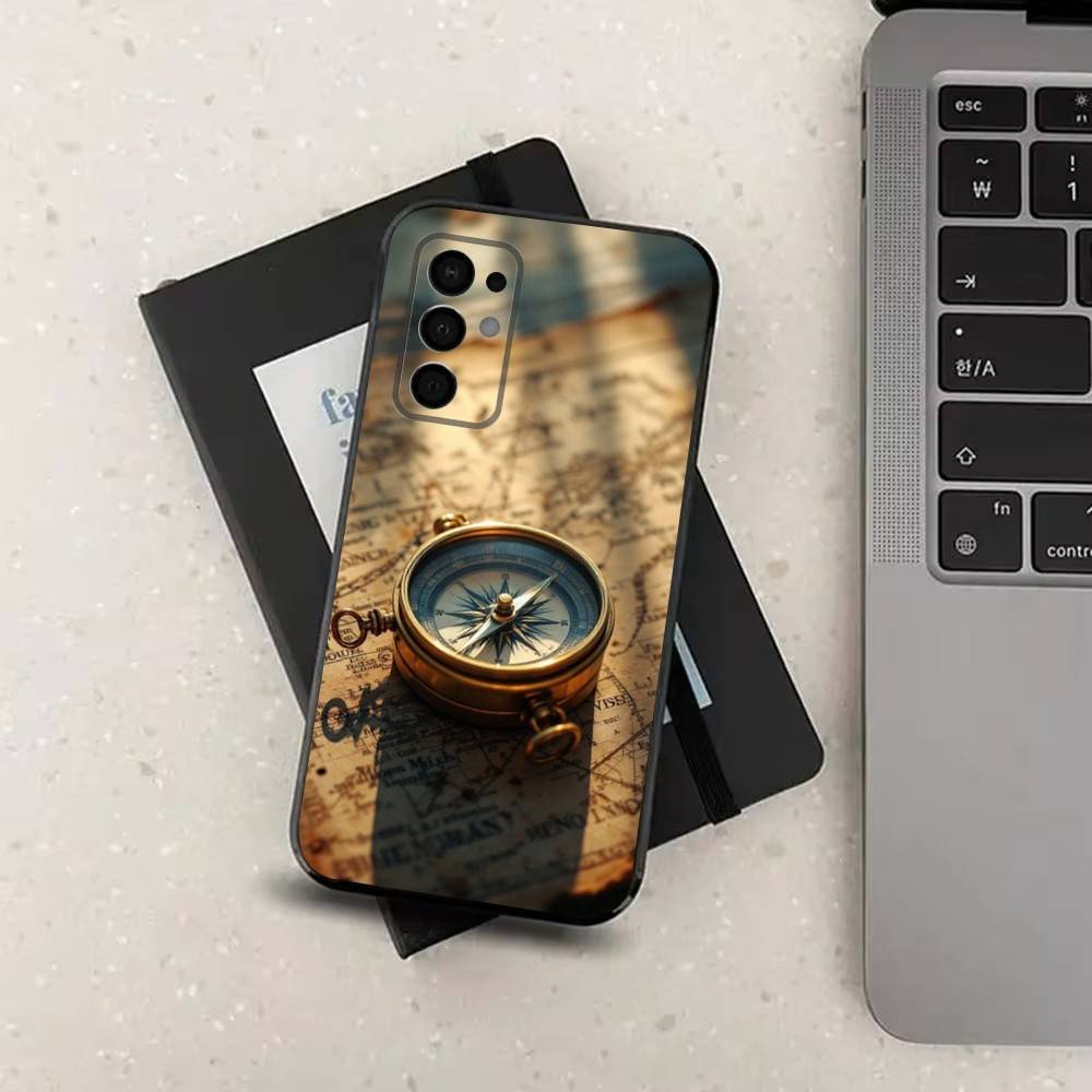 

Art Navigation Compass Phone Case For Samsung Galaxy A73,31,32,72,41,53,52,71,22,5G,Note,J7,8,9 Soft Black Silicone Cover SamsungA32 5G